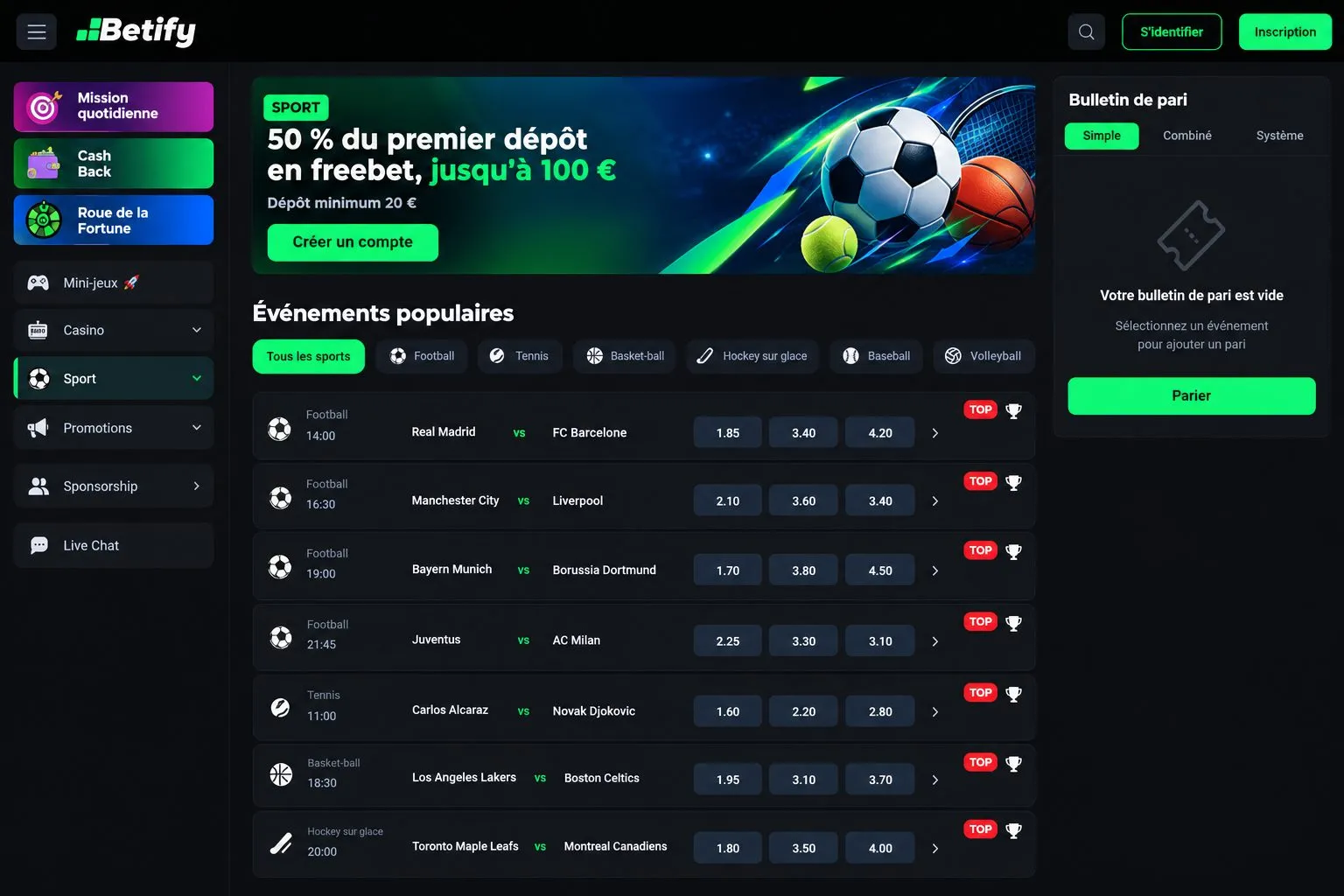 Paris gratuits et bonus sur les combinés — Betify paris sportif